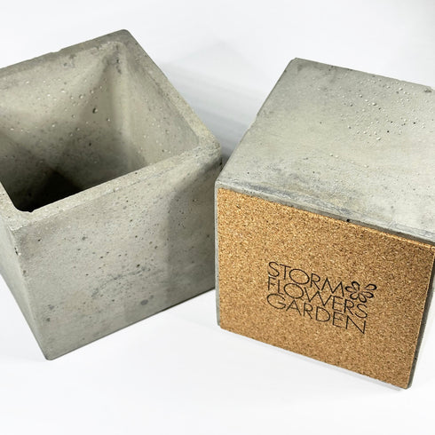 Square Light Grey Concrete Planter 10cm